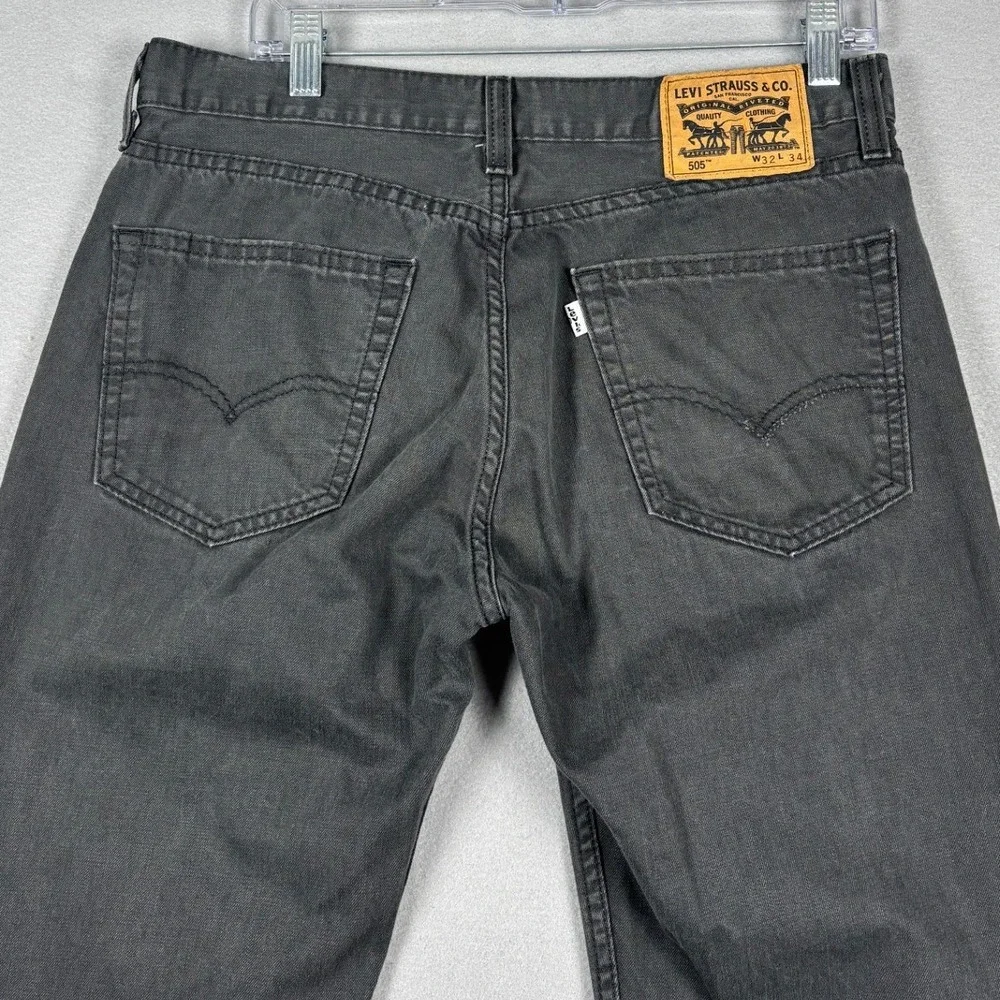Levis 505 Regular Fit Straight Leg Jeans 32x32 Faded Black Denim